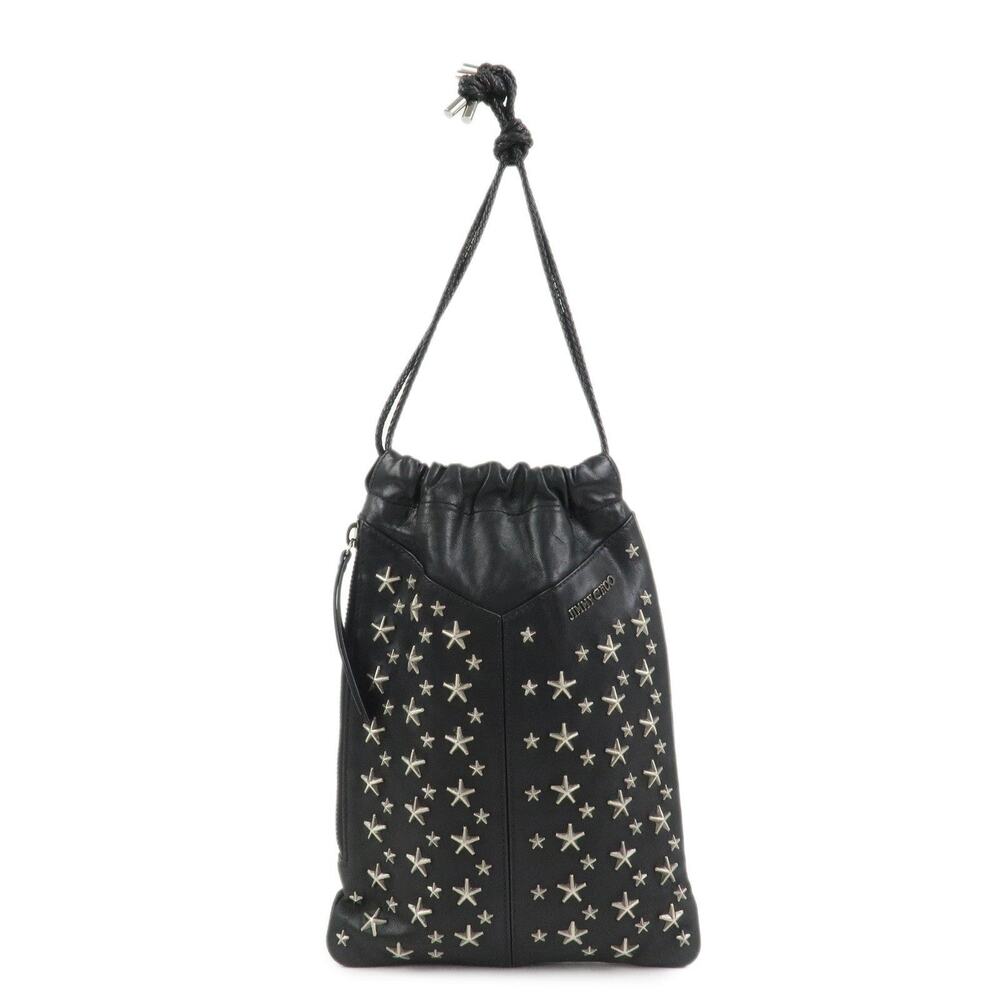 Jimmy Choo Star Studs Calfskin Shoulder Bag Black